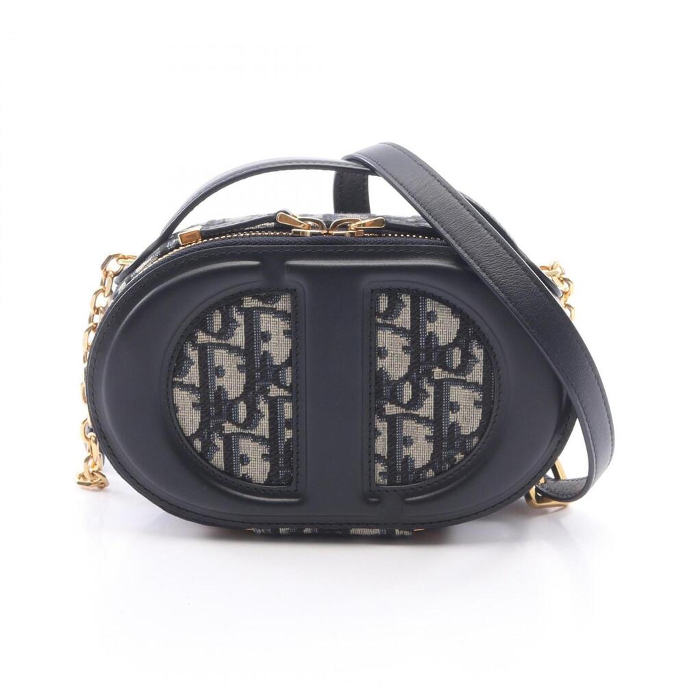 Christian Dior Dior CD Signature Oblique Oval Camera Bag 2-Way Handbag Canvas...